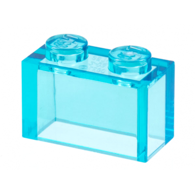 trans-light blue brick 1 x 2 without bottom tube