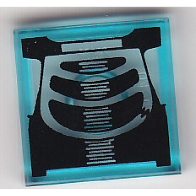 trans-light blue tile 2 x 2 with black chest x-ray pattern