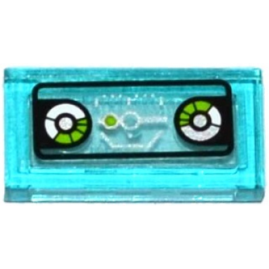 trans-light blue tile 1 x 2 with lime and silver head-up display hud and 2 gauges pattern sticker - set 70173