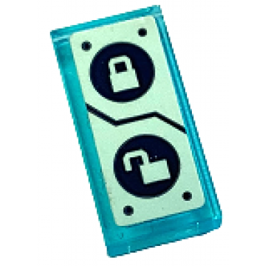 trans-light blue tile 1 x 2 with locked and unlocked padlocks dark blue circles and rivets on light aqua background pattern sticker - 76122