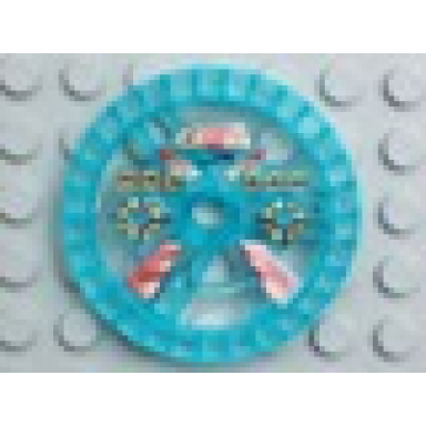 trans-light blue technic disk 5 x 5 - roborider talisman wheel blazooka mold with robot pattern