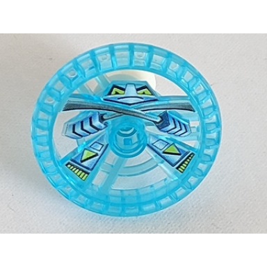 trans-light blue technic disk 5 x 5 - roborider talisman wheel ninja mold with robot pattern