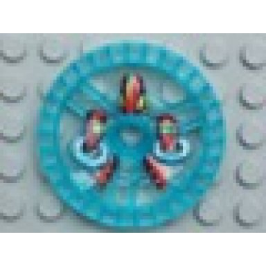 trans-light blue technic disk 5 x 5 - roborider talisman wheel twin saw mold with robot pattern