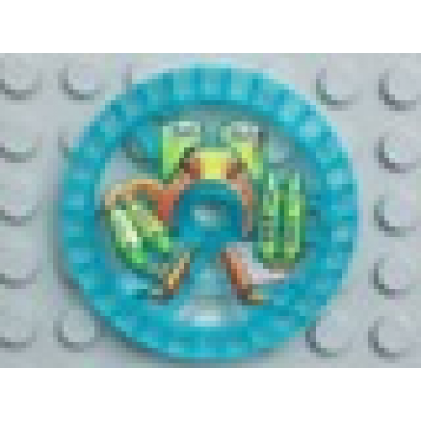 trans-light blue technic disk 5 x 5 - roborider talisman wheel toxic mold with robot pattern
