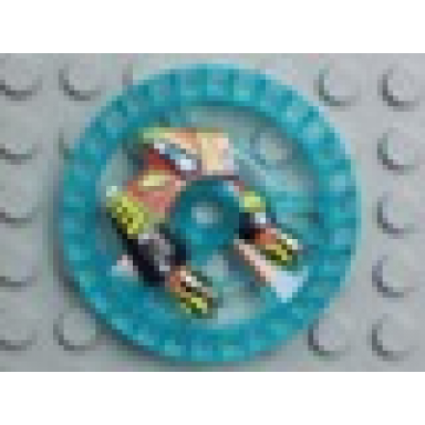 trans-light blue technic disk 5 x 5 - roborider talisman wheel flame mold with robot pattern