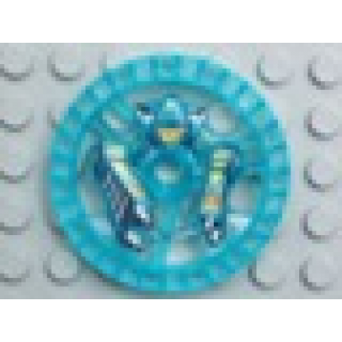 trans-light blue technic disk 5 x 5 - roborider talisman wheel stunner mold with robot pattern