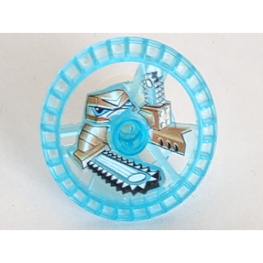 trans-light blue technic disk 5 x 5 - roborider talisman wheel chain-saw mold with robot pattern