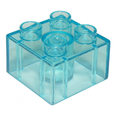 trans-light blue duplo brick 2 x 2