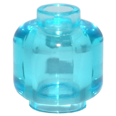 trans-light blue minifigure head plain