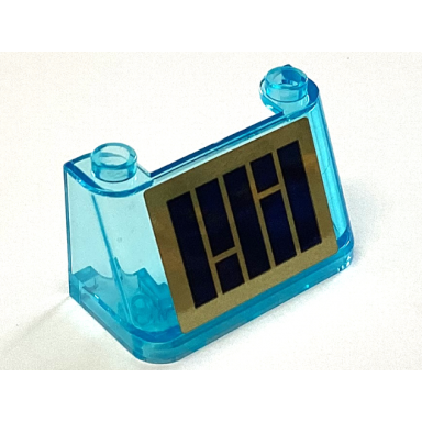 trans-light blue windscreen 2 x 4 x 2 with dark blue and gold solar panel pattern sticker - set 60350