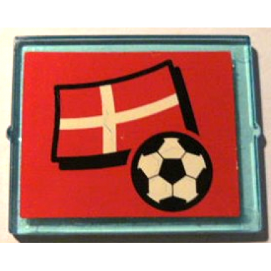glass for window 1 x 4 x 3 with flag of denmark and soccer ball on red background pattern sticker - set 3407