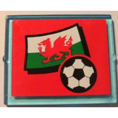 glass for window 1 x 4 x 3 with flag of wales and soccer ball on red background pattern sticker - set 3407