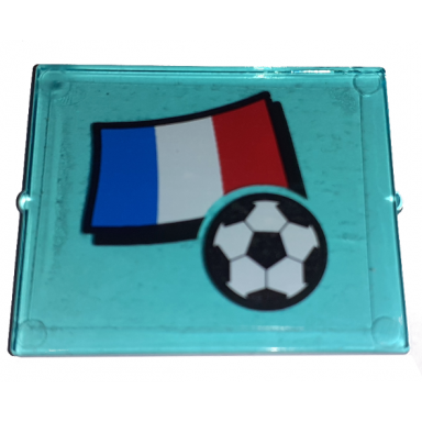 trans-light blue glass for window 1 x 4 x 3 with flag of france and soccer ball pattern sticker - set 3406