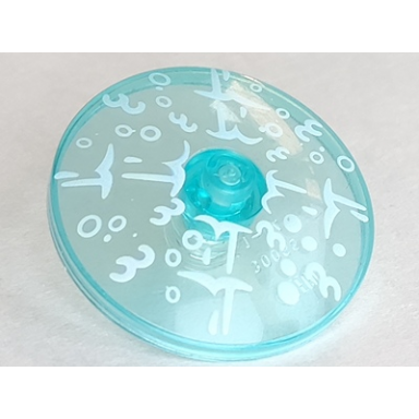 trans-light blue dish 4 x 4 inverted radar with solid stud with white fountain spray pattern