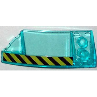 trans-light blue wedge 8 x 3 x 2 open right with black and yellow danger stripes pattern sticker - set 7775