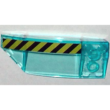 trans-light blue wedge 8 x 3 x 2 open left with black and yellow danger stripes pattern sticker - set 7775