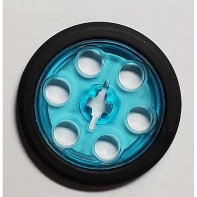 trans-light blue technic wedge belt wheel pulley with black technic wedge belt wheel tire 4185 2815