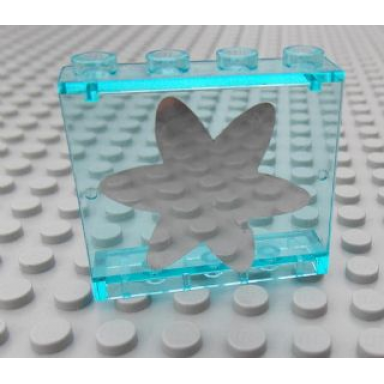 trans-light blue panel 1 x 4 x 3 - hollow studs with star shaped mirror pattern sticker - set 5960