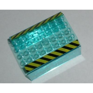 trans-light blue aircraft fuselage middle angular top 6 x 8 x 4 with black and yellow danger stripes pattern on both sides stickers - set 7775
