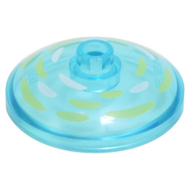 trans-light blue dish 3 x 3 inverted radar with white and bright light yellow brushstrokes pattern
