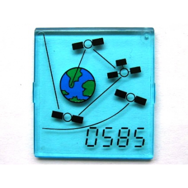 trans-light blue glass for window 4 x 4 x 3 roof with 0585 earth and satellites pattern sticker - set 6339