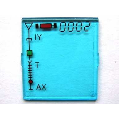 trans-light blue glass for window 4 x 4 x 3 roof with 0002 iy - t - ax pattern sticker - set 6339