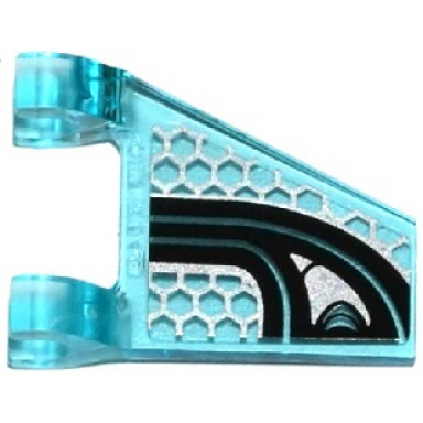trans-light blue flag 2 x 2 trapezoid with black stripes on silver solar array pattern model left side sticker - set 70168