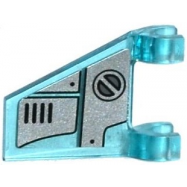 trans-light blue flag 2 x 2 trapezoid with filler cap silver panels black grille pattern model left side sticker - set 76038