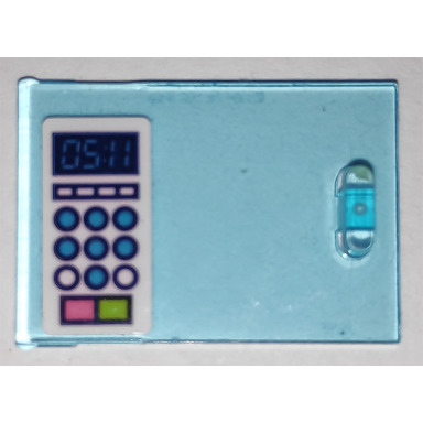 trans-light blue container cupboard 2 x 3 x 2 door with 05:11 and microwave keypad pattern sticker - set 41340