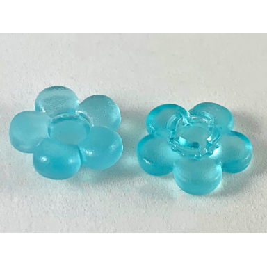 trans-light blue clikits icon flower 5 petals 2 x 2 small with pin frosted solid and transparent colors