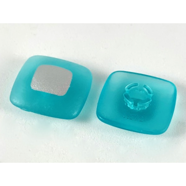 trans-light blue clikits icon square 2 x 2 large with pin with silver square pattern