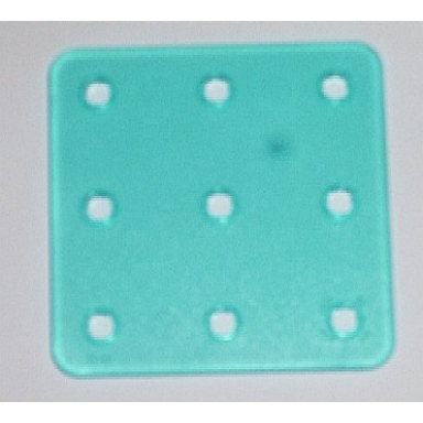 trans-light blue clikits connector square 8 1 2 x 8 1 2 with 9 holes