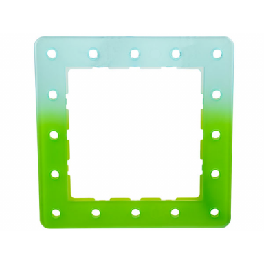 trans-light blue clikits frame square with 16 holes with color graduating to trans-light bright green pattern