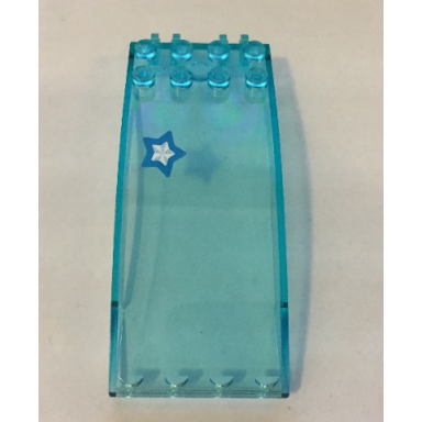 trans-light blue windscreen 8 x 4 x 2 curved with locking dual 2 fingers with white and dark azure star pattern sticker - set 41339