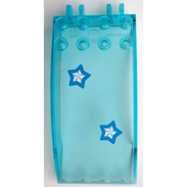 trans-light blue windscreen 8 x 4 x 2 curved with locking dual 2 fingers with white and dark azure stars pattern stickers - set 41339