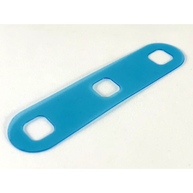 trans-light blue clikits plastic rectangle 1 7 8 x 8 with rounded corners and 3 holes