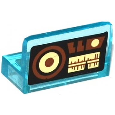 trans-light blue panel 1 x 2 x 1 with sw wookiee gunship control panel pattern sticker - set 75084