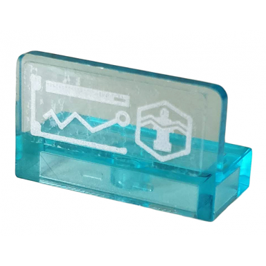 trans-light blue panel 1 x 2 x 1 with silver head-up display hud with chart and microfigure pattern sticker - set 76167