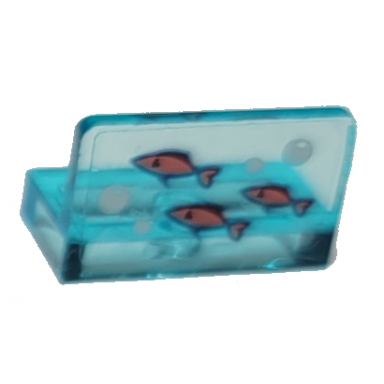 trans-light blue panel 1 x 2 x 1 with 3 coral fish and white bubbles pattern sticker - set 41380