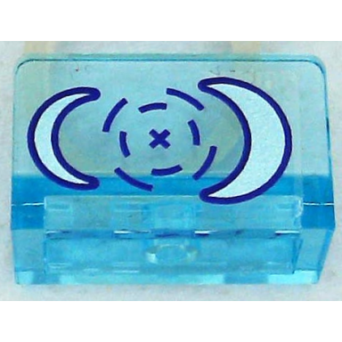 trans-light blue panel 1 x 2 x 1 with head-up display hud with metallic light blue eclipso logo crescents with dark purple outlines target and crosshairs pattern sticker - set 41239