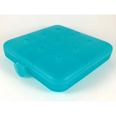 trans-light blue clikits container square box with 9 holes and 6 compartments - hinged