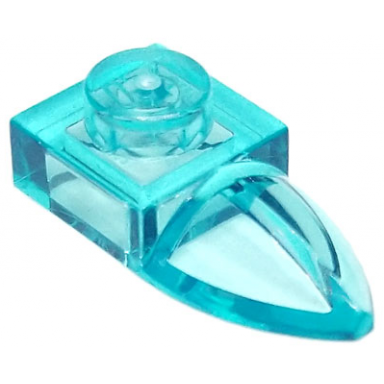 trans-light blue plate modified 1 x 1 with tooth horizontal