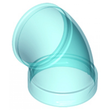 trans-light blue cylinder tube curved 45 degrees