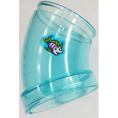 trans-light blue cylinder tube curved 45 degrees with fish with lime fins pattern sticker - set 41430