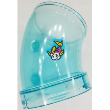 trans-light blue cylinder tube curved 45 degrees with fish with yellow fins pattern sticker - set 41430