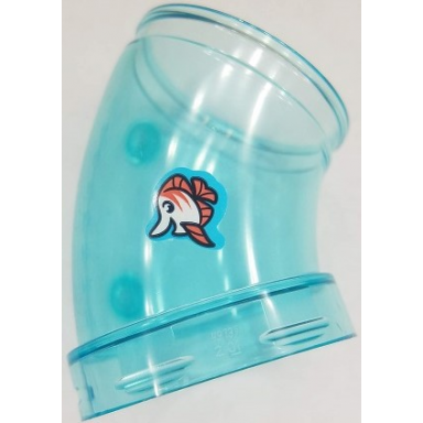 trans-light blue cylinder tube curved 45 degrees with fish with coral fins pattern sticker - set 41430