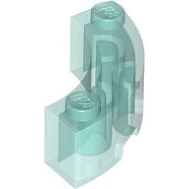 trans-light blue brick round corner 3 x 3 macaroni with 2 studs