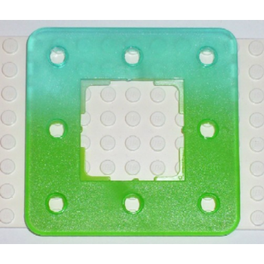 trans-light blue clikits frame square with 8 holes with color graduating to trans-light bright green pattern