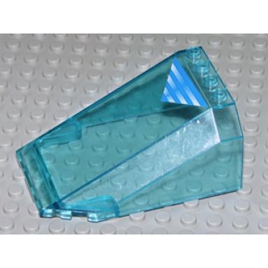 trans-light blue windscreen 8 x 6 x 3 wedge with blue and white stripes on triangle pattern sticker - sets 4560 4561