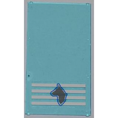 trans-light blue glass for window 1 x 4 x 6 with dog head on 4 white stripes pattern sticker - set 7498